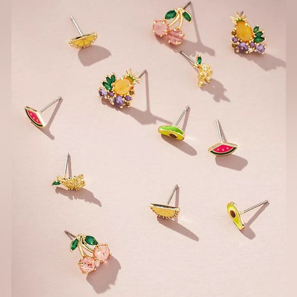 NWT Anthropologie Icon Post Earrings, Set of 6/TROPICAL/SRP$68 - Picture 3 of 5